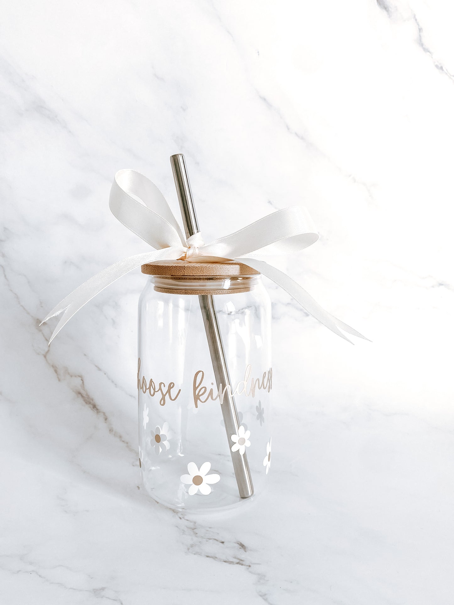 Choose Kindness Glass Tumbler with Bamboo Lid and Straw