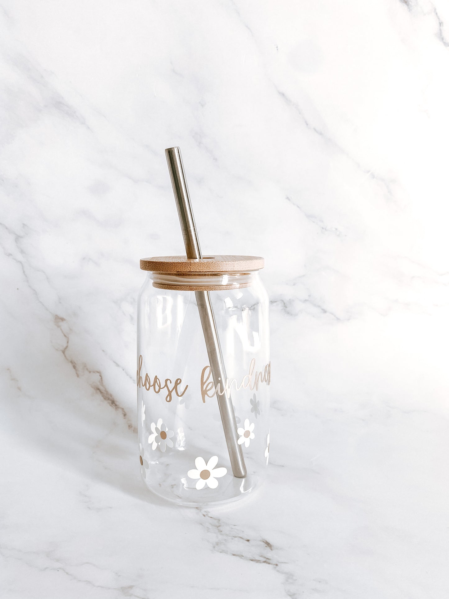Choose Kindness Glass Tumbler with Bamboo Lid and Straw
