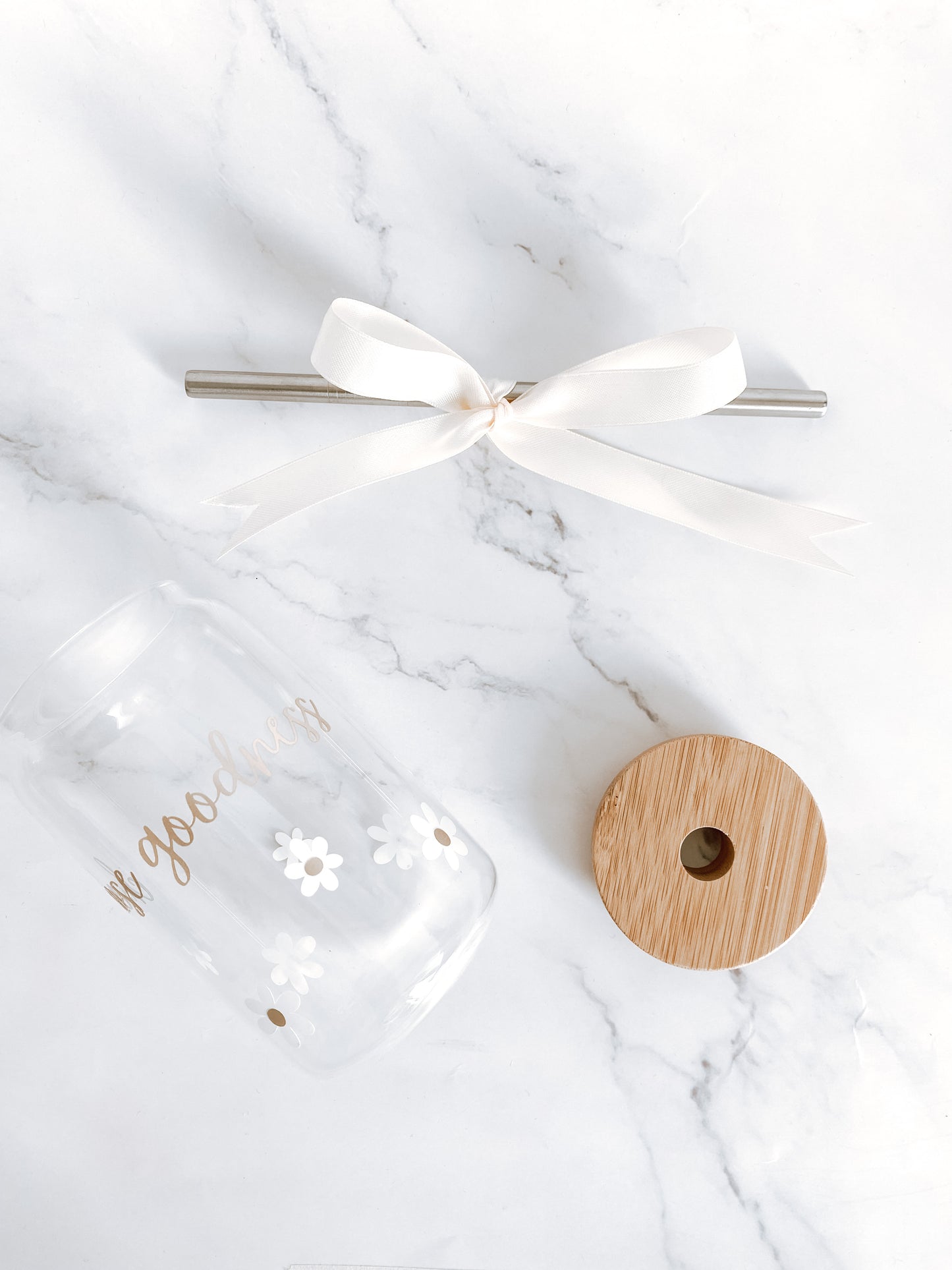 Choose Goodness Glass Tumbler with Bamboo Lid and Straw